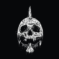 skull and nails death metal illustration