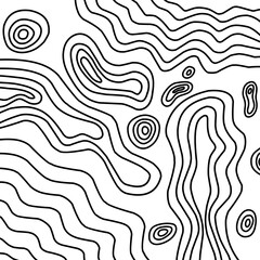 Abstract black and white seamless contour texture. Abstract elevation drawing. 