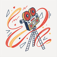 Colorful Creative Media Camera Illustration &ndash; Artistic Film and Video Concept.