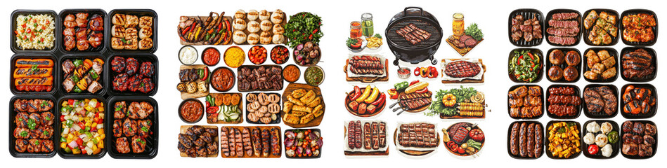 Diverse Array of Grilled Meats and Delicious Side Dishes for BBQ