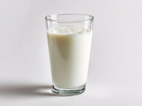 Glass filled with milk isolate on white background