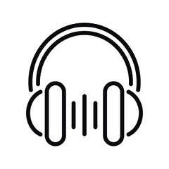 Headphone with sound waves line vector icon