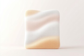 Soft, square, textured beauty sponge.  Delicate pastel hues blend seamlessly