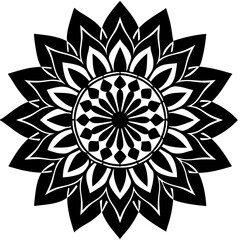Ornate Black and White Mandala Design – Intricate Floral Pattern for Serenity and Decor