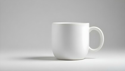 Obraz premium A pristine white mug sits on a white surface, perfect for any hot beverage, elegant and clean.