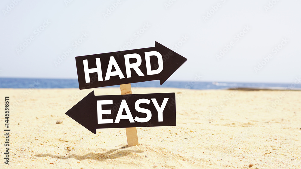 Aufkleber direction indicator - choice of hard or easy way on two direction signs