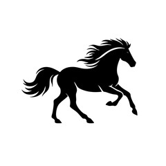 Obraz premium Galloping Horse Silhouette: Black Stallion in Motion