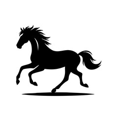 Obraz premium Galloping Horse Silhouette: Black and White Equine Art