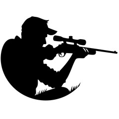 Hunter aiming rifle: Silhouette of a sportsman