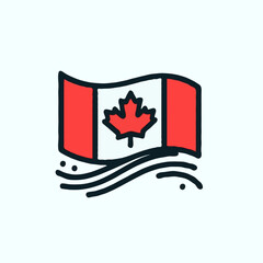 Canadian Flag waving in celebration for Canada Day  
