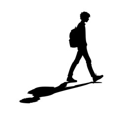 Silhouette of a Student Walking with Backpack