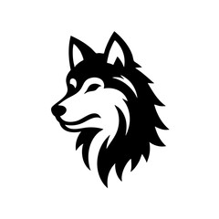 Naklejka premium Husky Dog Head: Black and White Vector Portrait