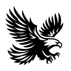 Fototapeta premium Majestic Eagle in Flight: Black and White Vector Art