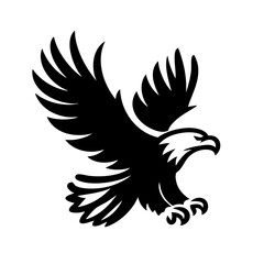 Obraz premium Majestic Eagle in Flight: Black and White Vector Art