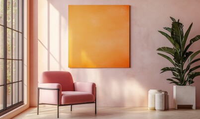 Minimalist interior design of modern living room. AI generated illustration.