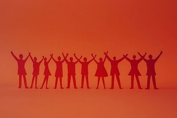 Red Unity Figures Diverse Partnership Celebration