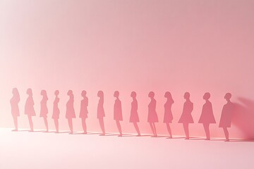 Serene Female Figures in a Row Teamwork and Solidarity