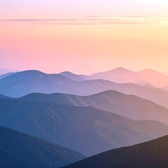 Fototapeta premium Sunset Over Layered Mountains: A Scenic Vista