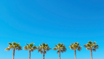 Palm trees against vibrant blue sky