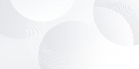 White geometric abstract background overlap layer on bright space with lines effect decoration. Modern graphic design element circles style concept for banner.