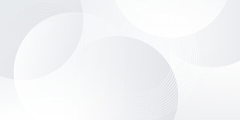 White geometric abstract background overlap layer on bright space with lines effect decoration. Modern graphic design element circles style concept for banner.