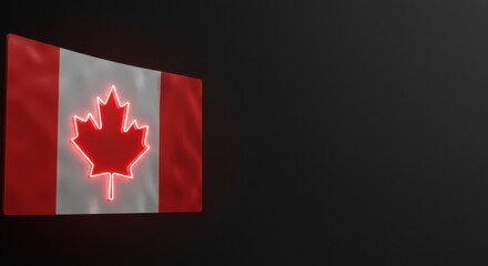 Fototapeta premium Canadian Flag Neon Sign Glowing in the Dark: A Patriotism Symbol