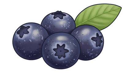 Isolated Bunch of Blueberries with Leaf