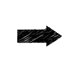 Black Arrow Scribble Hand drawn Vector Icon Isolated on White