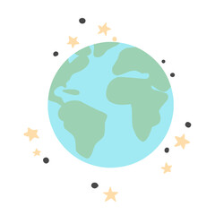 Abstract Earth globe with continents and oceans illlustration