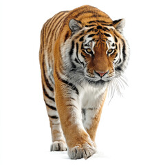 Fototapeta premium Tiger walking isolated on white background