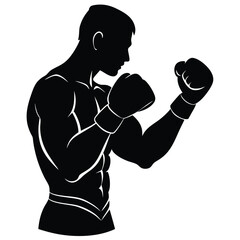 Powerful Boxer Silhouette MMA Fighter Ready to Strike