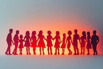 Silhouette People Holding Hands Teamwork Success Celebration