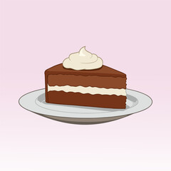 vector illustration of cake slices on a plate