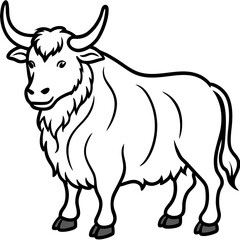Yak in Clean Vector Lines