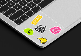 Stickers on a Laptop Keyboard Mockup
