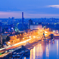 Picturesque view of Podil in Kyiv at night