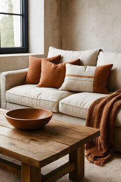 Cozy Living Room Corner with Terracotta Accents
