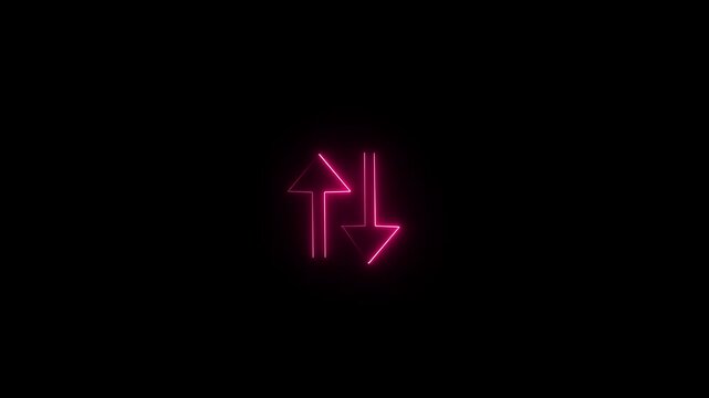Quality and cost control idea. Quality control and company cost reduction. neon line animation  Abstract neon directional arrow icon 