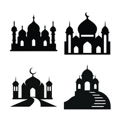 Mosque Silhouette Vector Illustrations Set-1