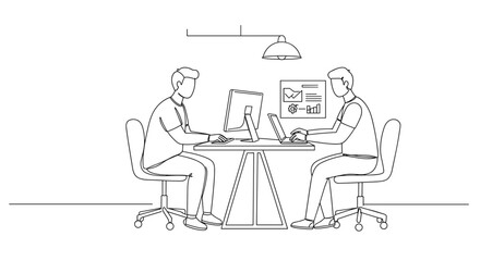 Two colleagues collaborating at a modern workspace  