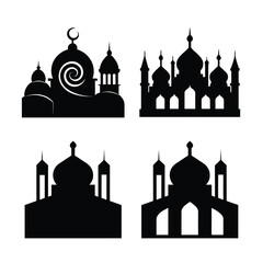 Mosque Silhouette Vector Illustrations Set-3