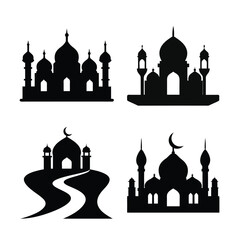 Mosque Silhouette Vector Illustrations Set-4