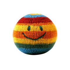Cheerful Rainbow Knit Smiley Ball