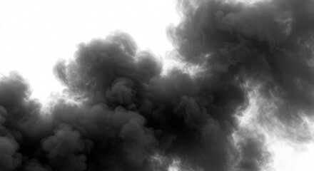 Black smoke fog cloud isolated on a transparent white background. dark rising fog, smog dust. smoke explosion. Design elements for Compositing, covering, overlay, and PNG