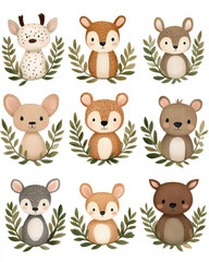 Obraz premium Cute animal portraits in natural design