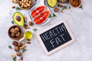 Healthy fat concept. Product with omega 3.