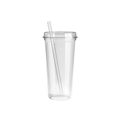 Transparent Plastic Tumbler with Straw - Mockup for Drinks and Beverages