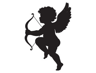 Fototapeta premium CUPID SILHOUETTE WHITE BACKGROUND