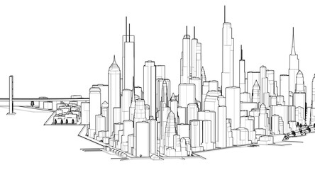 Obraz premium modern city panorama 3d illustration 