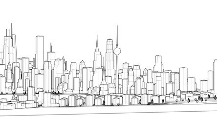 Obraz premium modern city panorama 3d illustration 